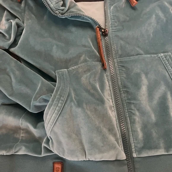Naketano sea foam green Zip-Up Hoodie velour like new sz XL poets choice - Picture 3 of 6